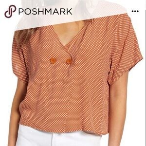 🌺 Leith Double Button Polka-Dot Crop Top Women’s Size Medium